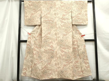 平和屋着物■上質な小紋 風景花車文 正絹 逸品 DABC0601qa