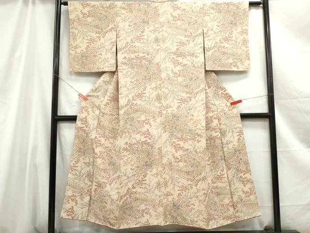 平和屋着物■上質な小紋 風景花車文 正絹 逸品 DABC0601qa