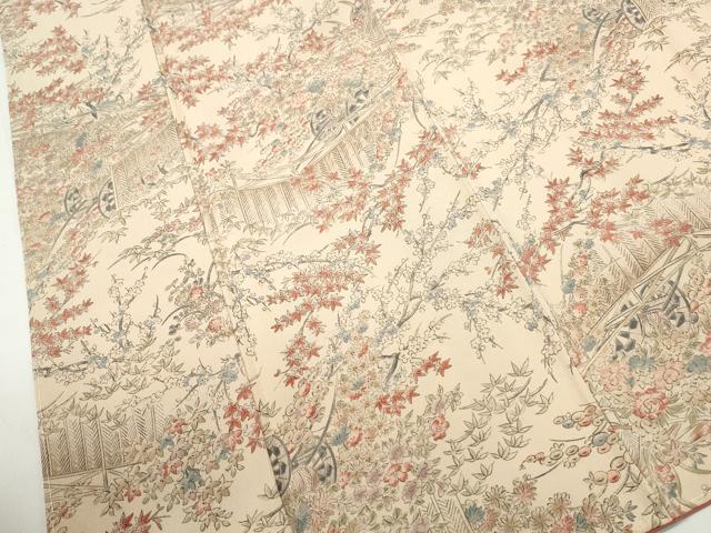 平和屋着物■上質な小紋 風景花車文 正絹 逸品 DABC0601qa