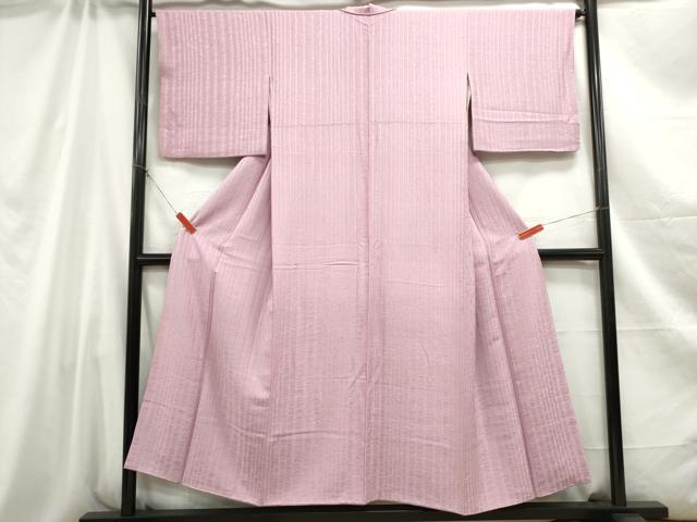 平和屋着物■上質な色無地 幾何学間道 石竹色 正絹 逸品 DABC0610qa