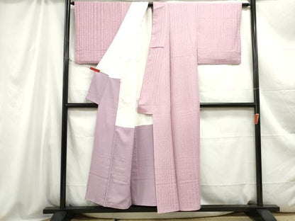 平和屋着物■上質な色無地 幾何学間道 石竹色 正絹 逸品 DABC0610qa