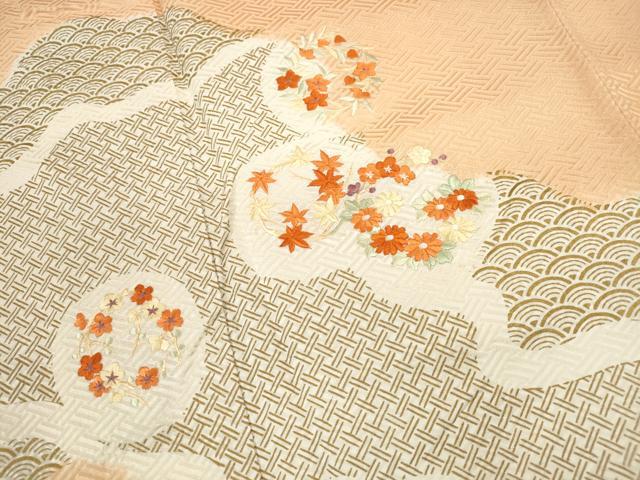 平和屋着物■訪問着 刺繍 道長花丸文 金彩 正絹 逸品 DABC0615qa