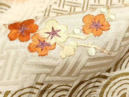 平和屋着物■訪問着 刺繍 道長花丸文 金彩 正絹 逸品 DABC0615qa