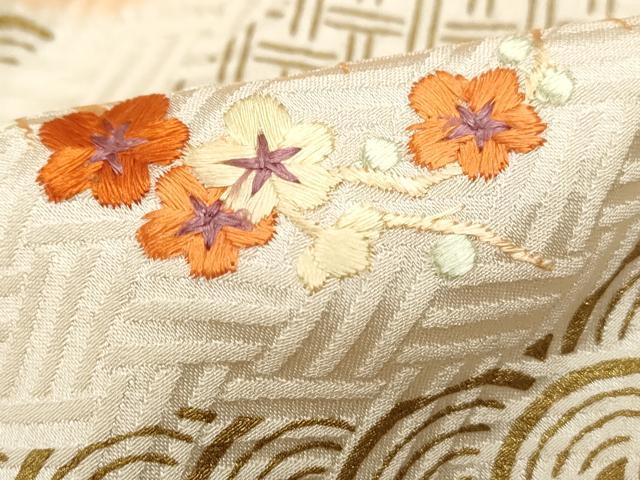 平和屋着物■訪問着 刺繍 道長花丸文 金彩 正絹 逸品 DABC0615qa