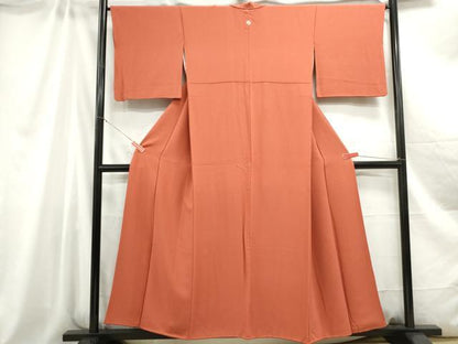 平和屋着物■上質な色無地 赤茶色 鬼しぼ縮緬 正絹 逸品 DABC0619qa