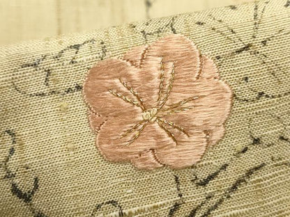平和屋着物■訪問着 紬地 手描き 刺繍 風景花文 暈し染め 正絹 逸品 DABC0627qa
