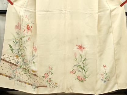 平和屋着物■訪問着 草花文 暈し染め 正絹 逸品 DABC0638qa