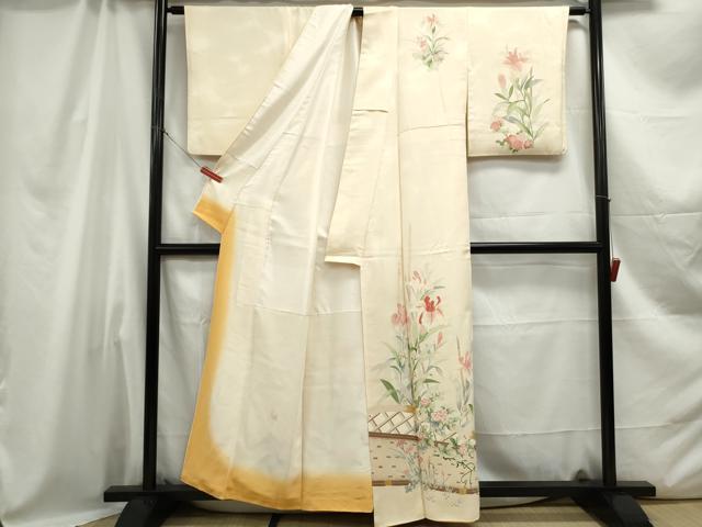 平和屋着物■訪問着 草花文 暈し染め 正絹 逸品 DABC0638qa
