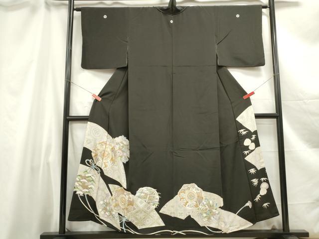 平和屋着物■豪華黒留袖 駒刺繍 鏡裏花文 金彩 正絹 逸品 DABC0645qa