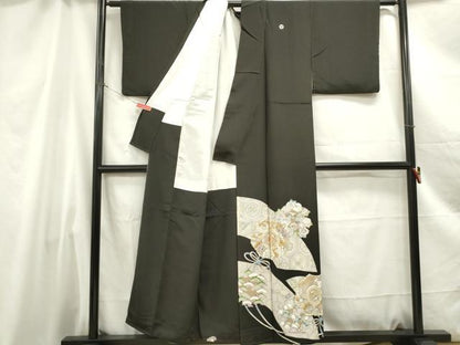 平和屋着物■豪華黒留袖 駒刺繍 鏡裏花文 金彩 正絹 逸品 DABC0645qa