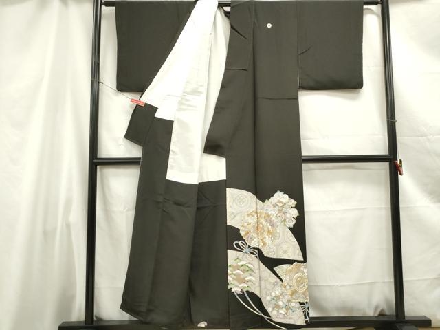 平和屋着物■豪華黒留袖 駒刺繍 鏡裏花文 金彩 正絹 逸品 DABC0645qa