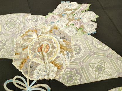 平和屋着物■豪華黒留袖 駒刺繍 鏡裏花文 金彩 正絹 逸品 DABC0645qa