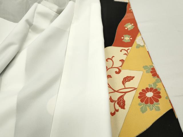 平和屋着物■豪華黒留袖 駒刺繍 飛鶴更紗花文 金彩 正絹 逸品 DABC0649qa