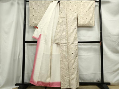 平和屋着物■上質な紬 麻の葉文 正絹 逸品 DABC0659qa
