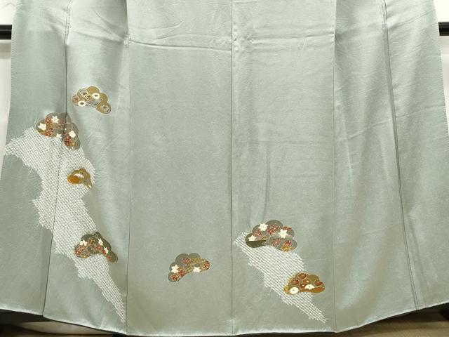 平和屋着物■訪問着 絞り 雲取り楓文 金彩 正絹 逸品 DABC0685qa