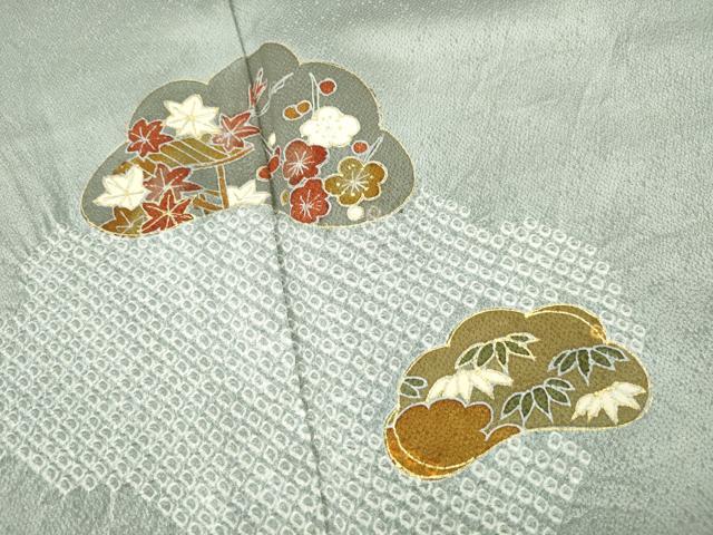 平和屋着物■訪問着 絞り 雲取り楓文 金彩 正絹 逸品 DABC0685qa