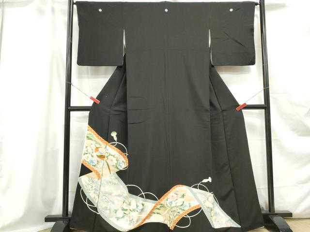 平和屋着物■豪華黒留袖 刺繍 絵巻花鳥文 金彩 正絹 逸品 DABC0692qa