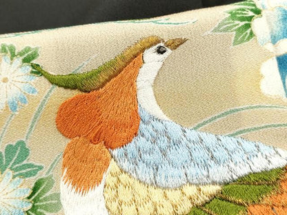 平和屋着物■豪華黒留袖 刺繍 絵巻花鳥文 金彩 正絹 逸品 DABC0692qa