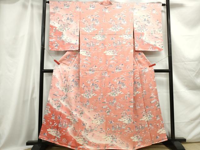 平和屋着物■訪問着 風景花文 暈し染め 正絹 逸品 DABC0696qa