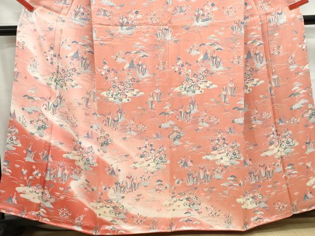 平和屋着物■訪問着 風景花文 暈し染め 正絹 逸品 DABC0696qa