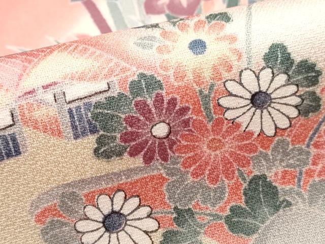 平和屋着物■訪問着 風景花文 暈し染め 正絹 逸品 DABC0696qa
