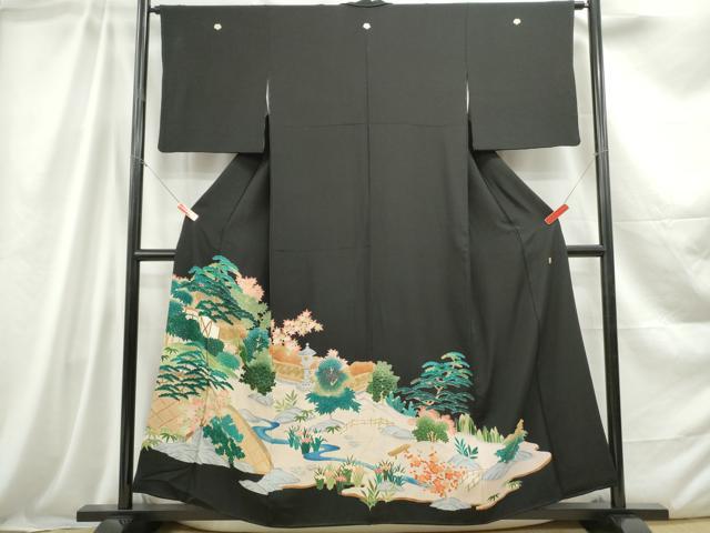 平和屋着物■豪華黒留袖 作家物 風景花文 松竹梅 金彩 正絹 逸品 DABC0699qa