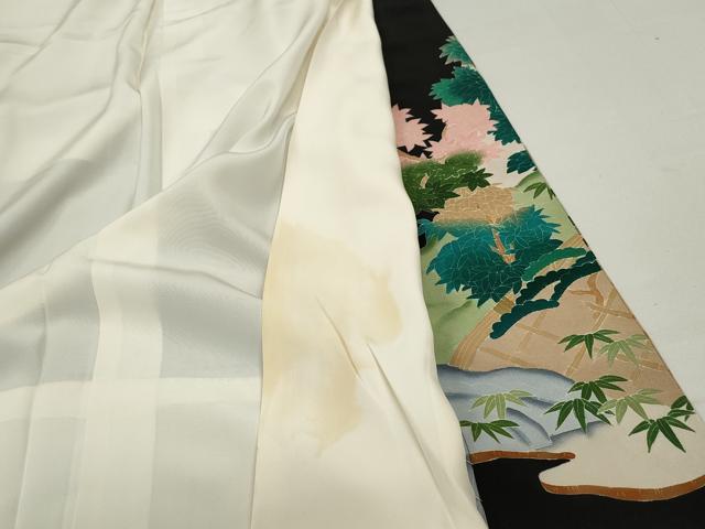 平和屋着物■豪華黒留袖 作家物 風景花文 松竹梅 金彩 正絹 逸品 DABC0699qa