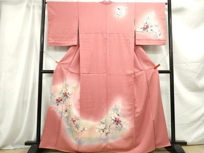平和屋着物■訪問着 枝花文 芍薬 暈し染め 正絹 逸品 DABC0705qa