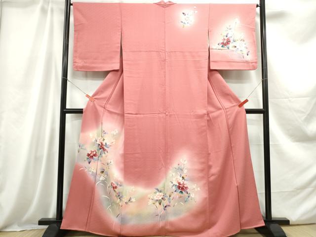 平和屋着物■訪問着 枝花文 芍薬 暈し染め 正絹 逸品 DABC0705qa