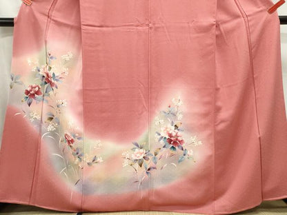 平和屋着物■訪問着 枝花文 芍薬 暈し染め 正絹 逸品 DABC0705qa