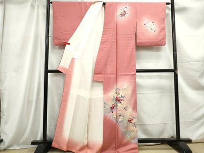 平和屋着物■訪問着 枝花文 芍薬 暈し染め 正絹 逸品 DABC0705qa