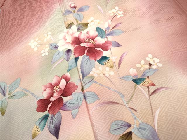 平和屋着物■訪問着 枝花文 芍薬 暈し染め 正絹 逸品 DABC0705qa