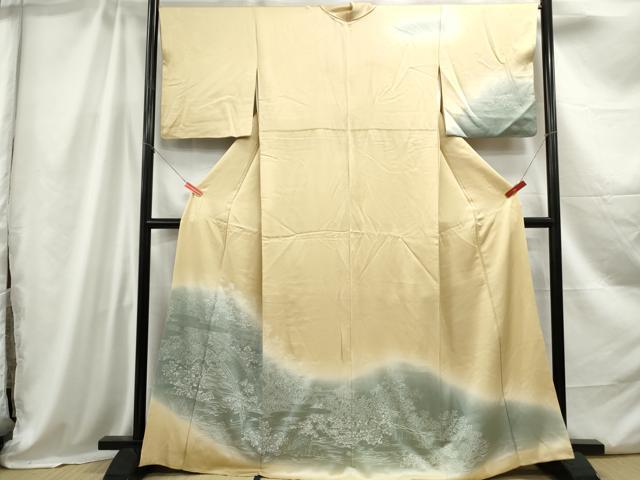 平和屋着物■訪問着 渡橋風景花文 暈し染め 正絹 逸品 DABC0715qa