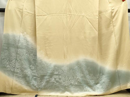 平和屋着物■訪問着 渡橋風景花文 暈し染め 正絹 逸品 DABC0715qa