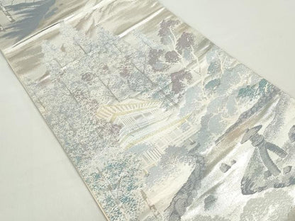 平和屋着物◎六通柄袋帯　錦袋嵯峨野　金銀糸　正絹　逸品　DABC0735qa