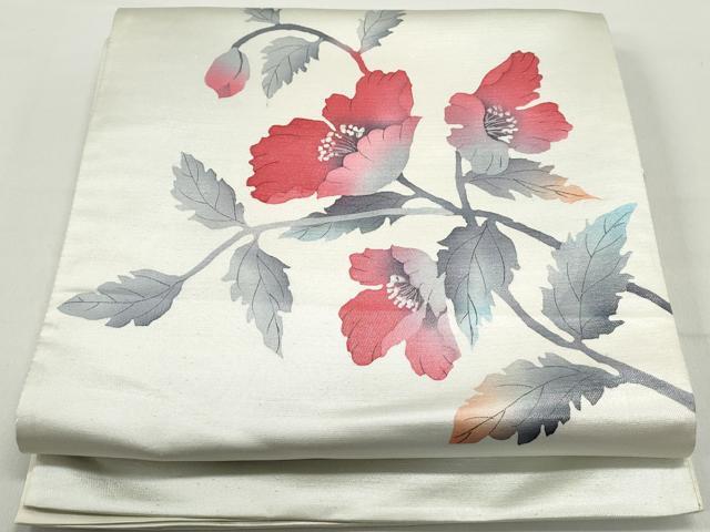 平和屋着物◎太鼓柄袋帯　枝花文　正絹　逸品　DABC0736qa