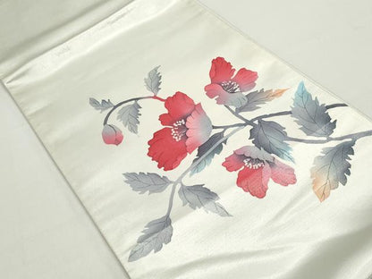 平和屋着物◎太鼓柄袋帯　枝花文　正絹　逸品　DABC0736qa