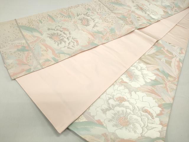 平和屋着物◎六通柄袋帯　草花文　銀糸　正絹　逸品　DABC0739qa