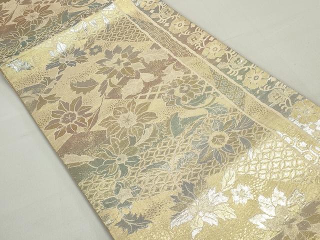平和屋着物◎佐賀錦　六通柄袋帯　更紗花文　金糸　正絹　逸品　DABC0753qa