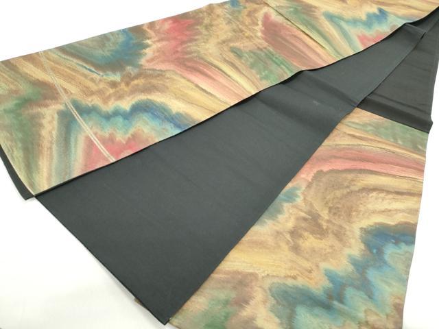 平和屋着物◎六通柄袋帯　霞文　金糸　正絹　逸品　DABC0754qa