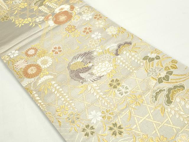 平和屋着物◎六通柄袋帯　唐織　花鳥枝松文　千代　金糸　正絹　逸品　DABC0764qa
