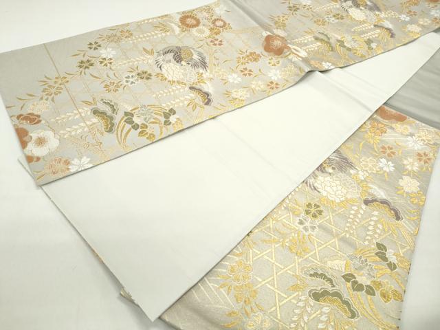 平和屋着物◎六通柄袋帯　唐織　花鳥枝松文　千代　金糸　正絹　逸品　DABC0764qa