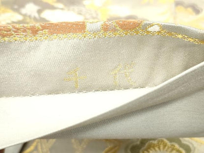 平和屋着物◎六通柄袋帯　唐織　花鳥枝松文　千代　金糸　正絹　逸品　DABC0764qa