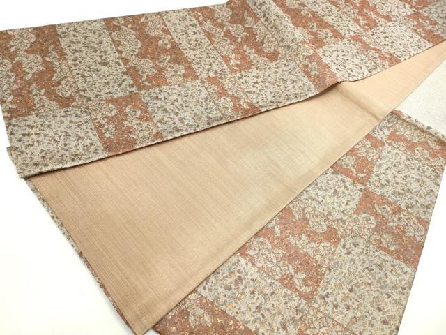 平和屋着物◎六通柄袋帯　横段花文　正絹　逸品　DABC0767qa