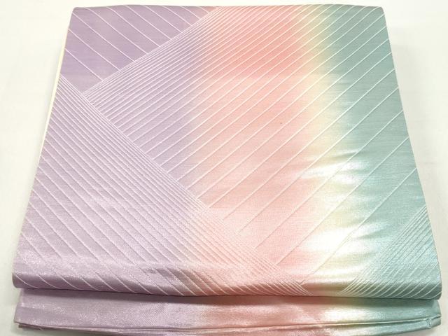 平和屋着物◎西陣　六通柄袋帯　斜縞　証紙付き　正絹　逸品　DABC0788qa
