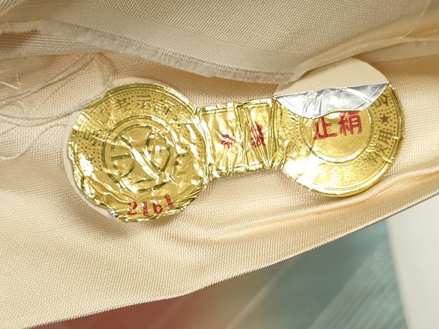 平和屋着物◎西陣　六通柄袋帯　斜縞　証紙付き　正絹　逸品　DABC0788qa