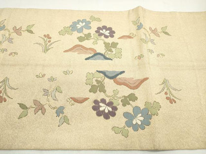 平和屋着物◎六通柄袋帯　枝花文　金糸　正絹　逸品　DABC0794qa