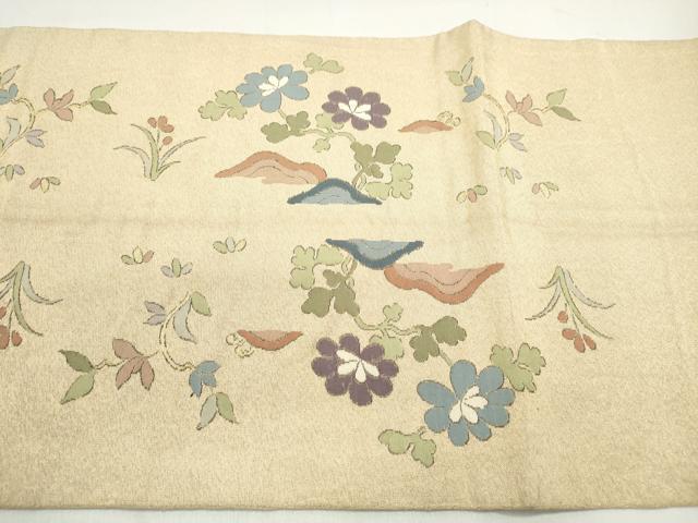 平和屋着物◎六通柄袋帯　枝花文　金糸　正絹　逸品　DABC0794qa