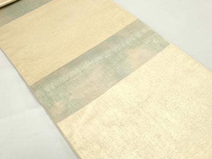 平和屋着物◎六通柄袋帯　横段文　金糸　正絹　逸品　DABC0802qa