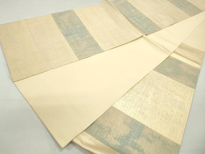 平和屋着物◎六通柄袋帯　横段文　金糸　正絹　逸品　DABC0802qa